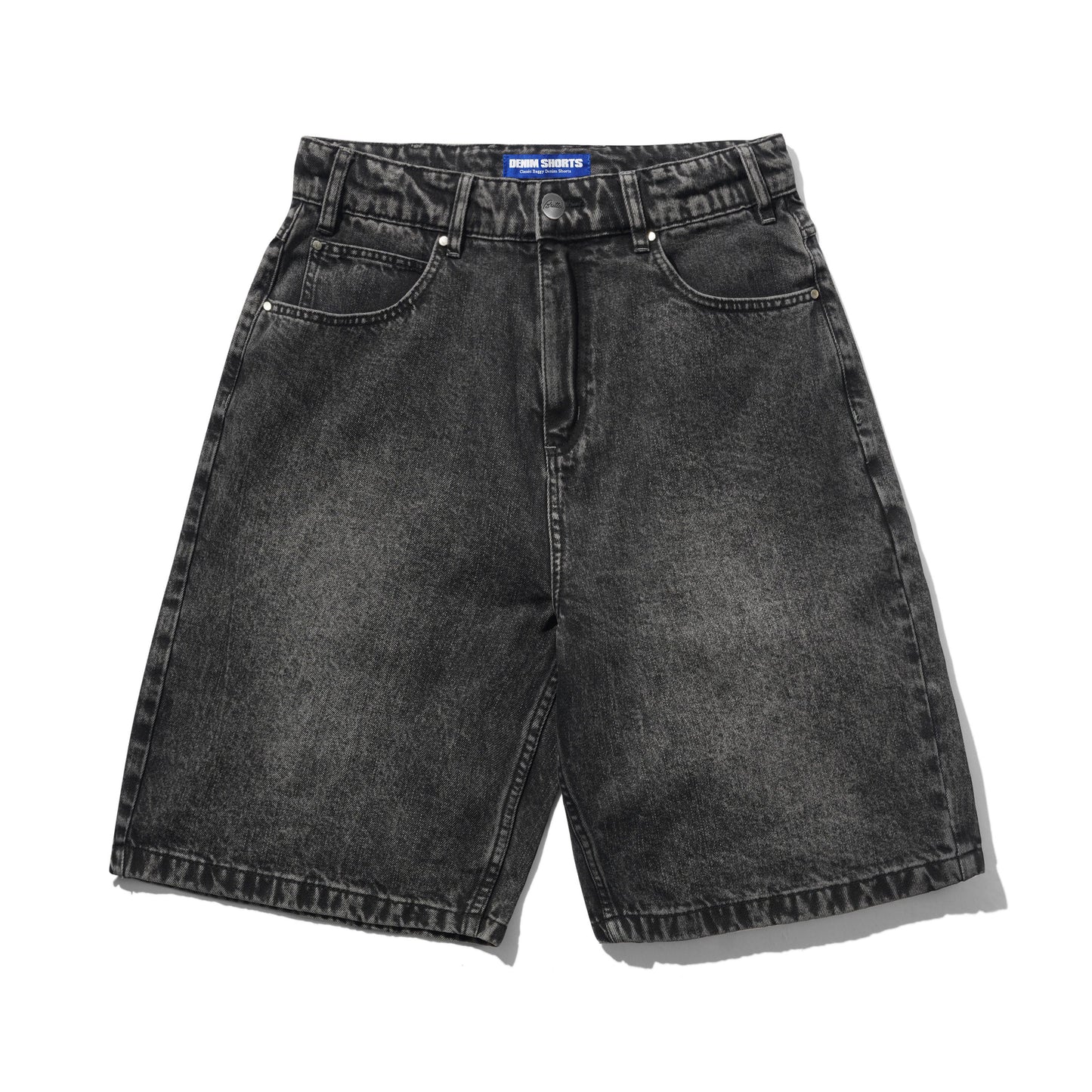 Drummer Baggy Denim Shorts - Streaky Black