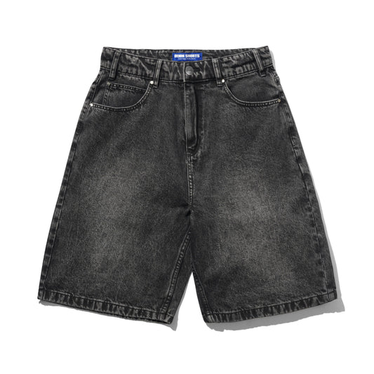Drummer Baggy Denim Shorts - Streaky Black