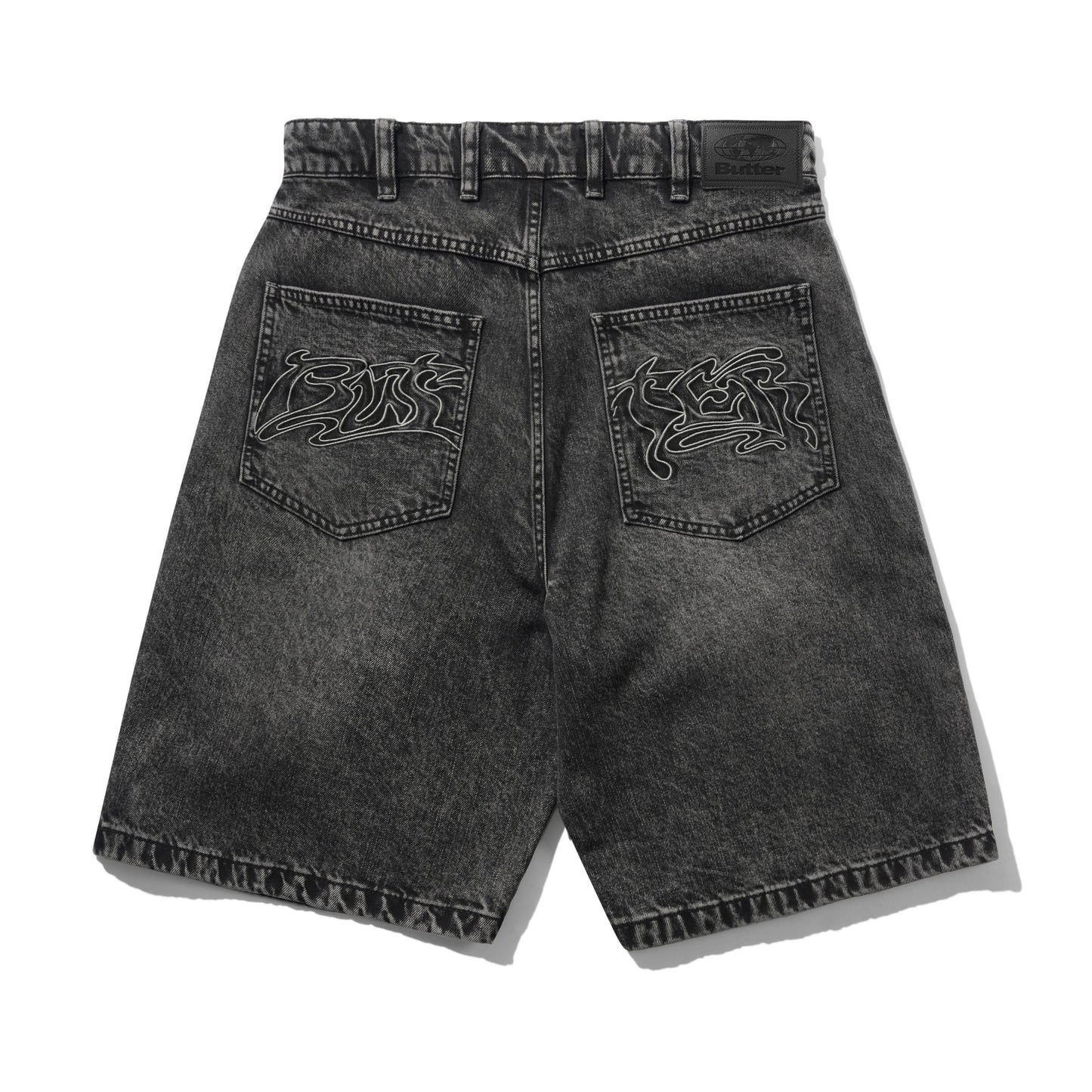 Drummer Baggy Denim Shorts - Streaky Black