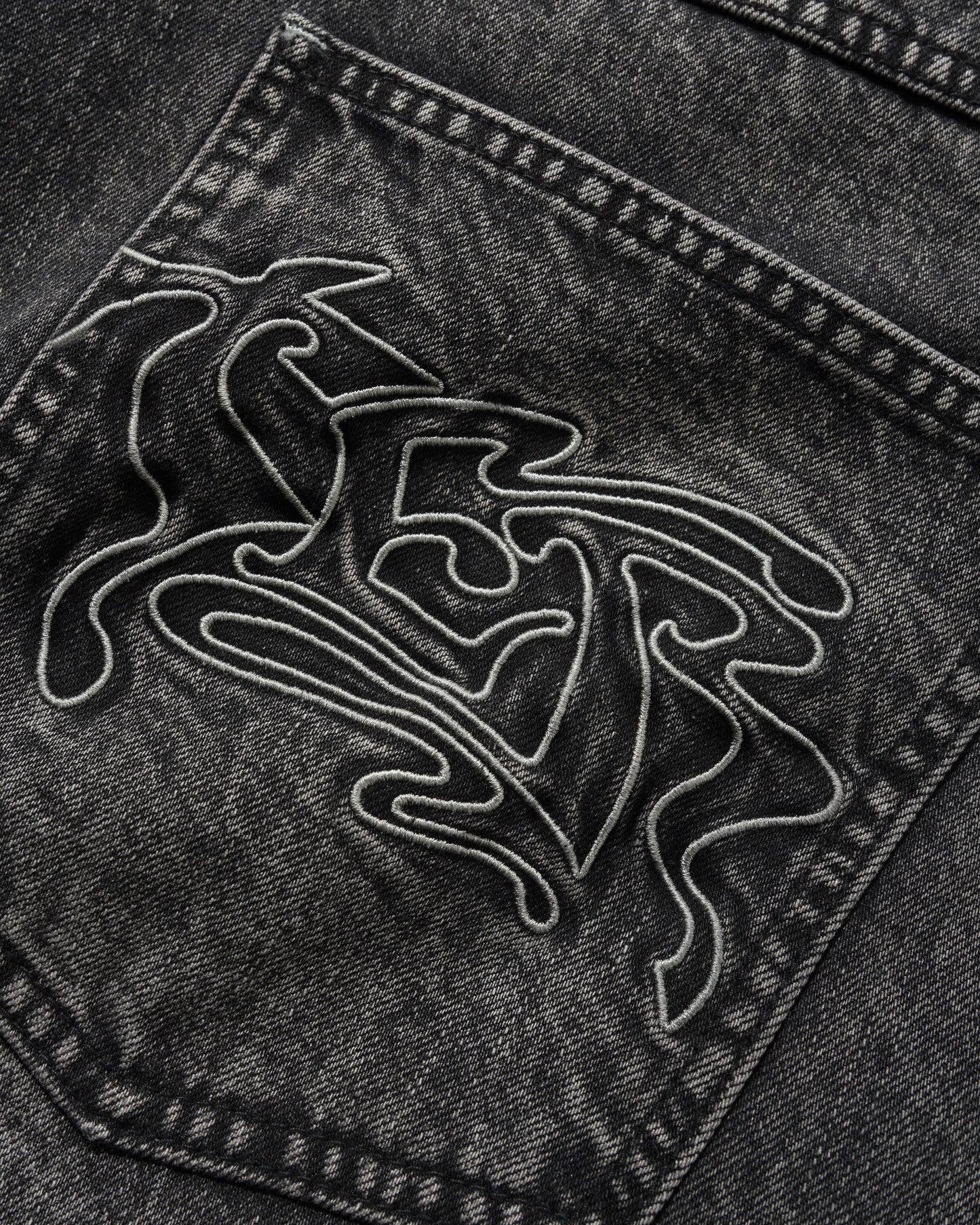 Drummer Baggy Denim Shorts - Streaky Black