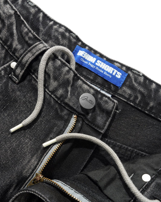 Drummer Baggy Denim Shorts - Streaky Black