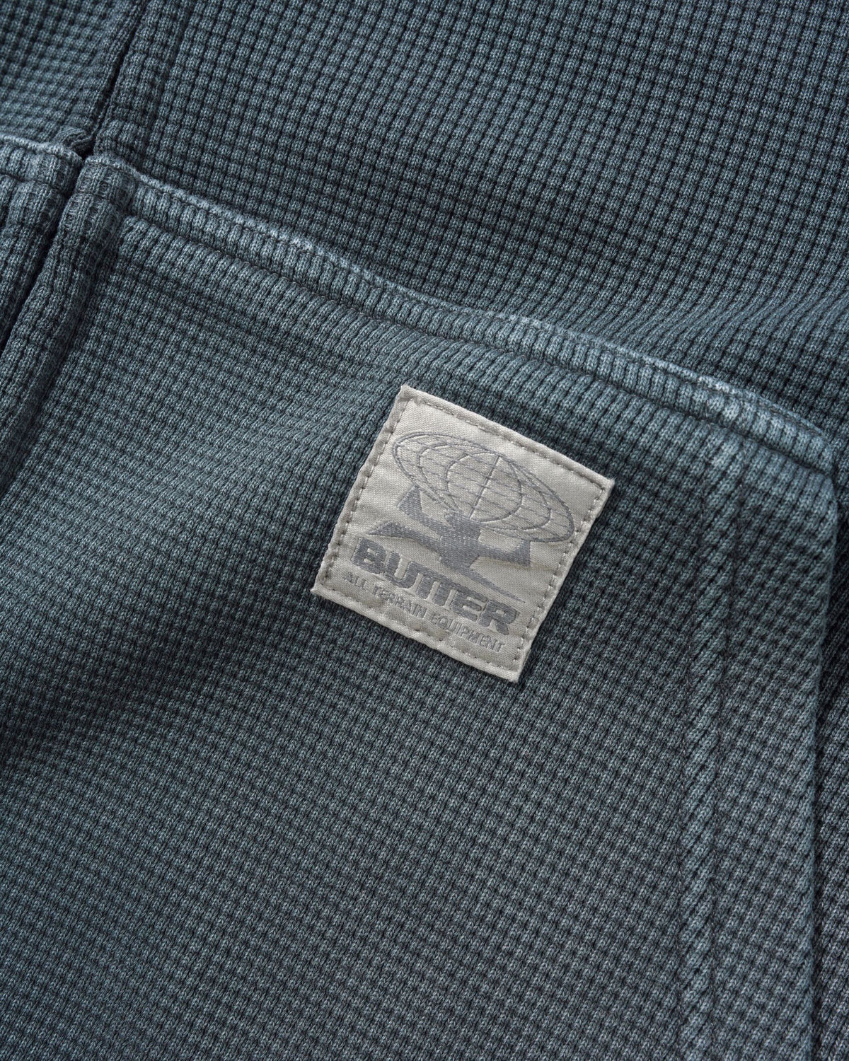 Faded Waffle Zip-Thru Hood - Washed Black