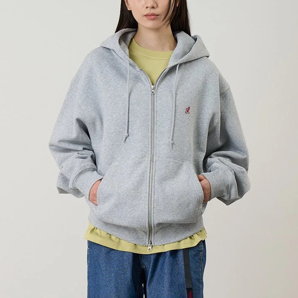 One Point Zip Hooded Sweatshirt - Heather Grey