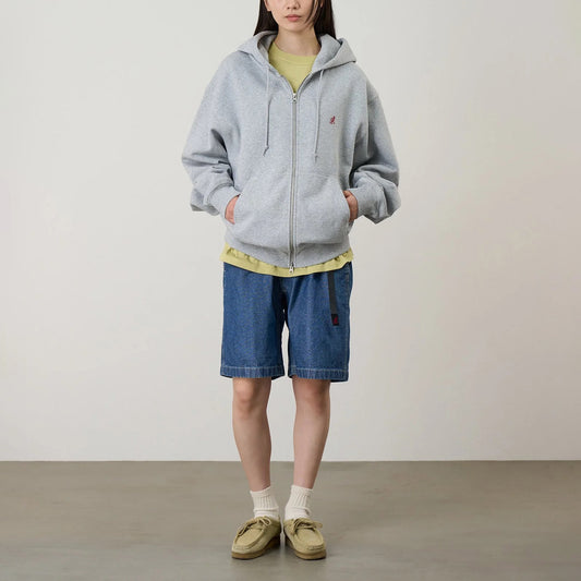 One Point Zip Hooded Sweatshirt - Heather Grey