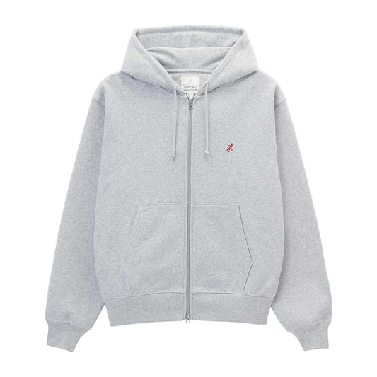 One Point Zip Hooded Sweatshirt - Heather Grey