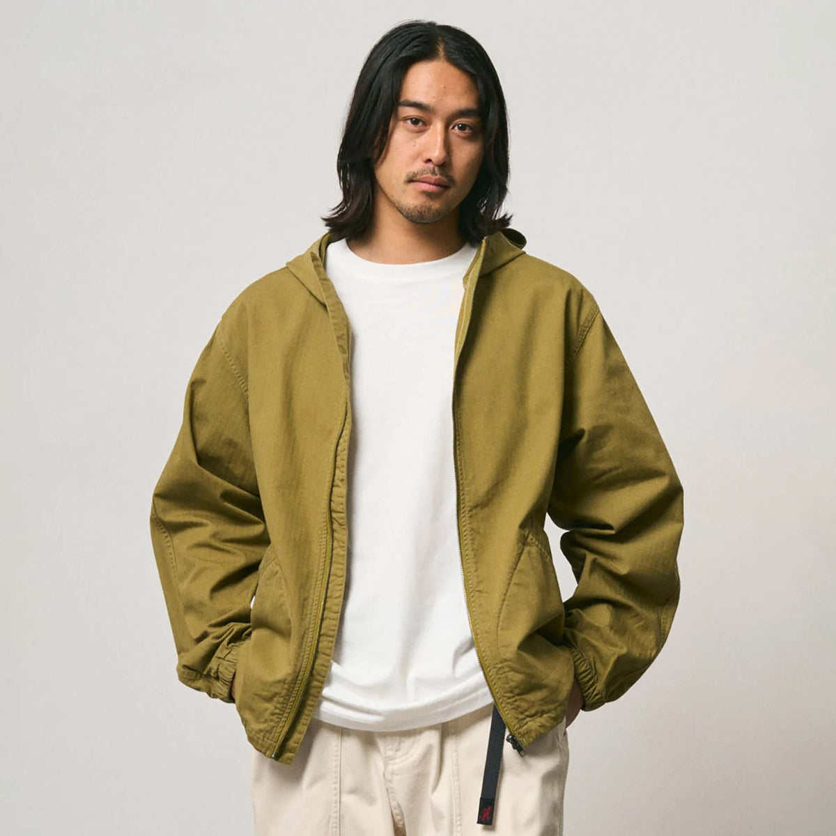 Herringbone Hooded Jacket - Olive Drab
