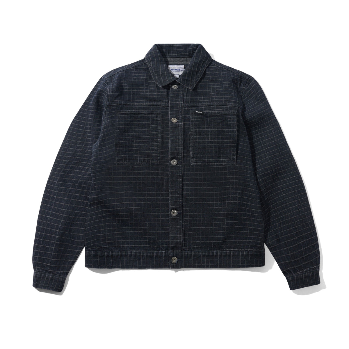 Grid Denim Jacket - Overdye Black