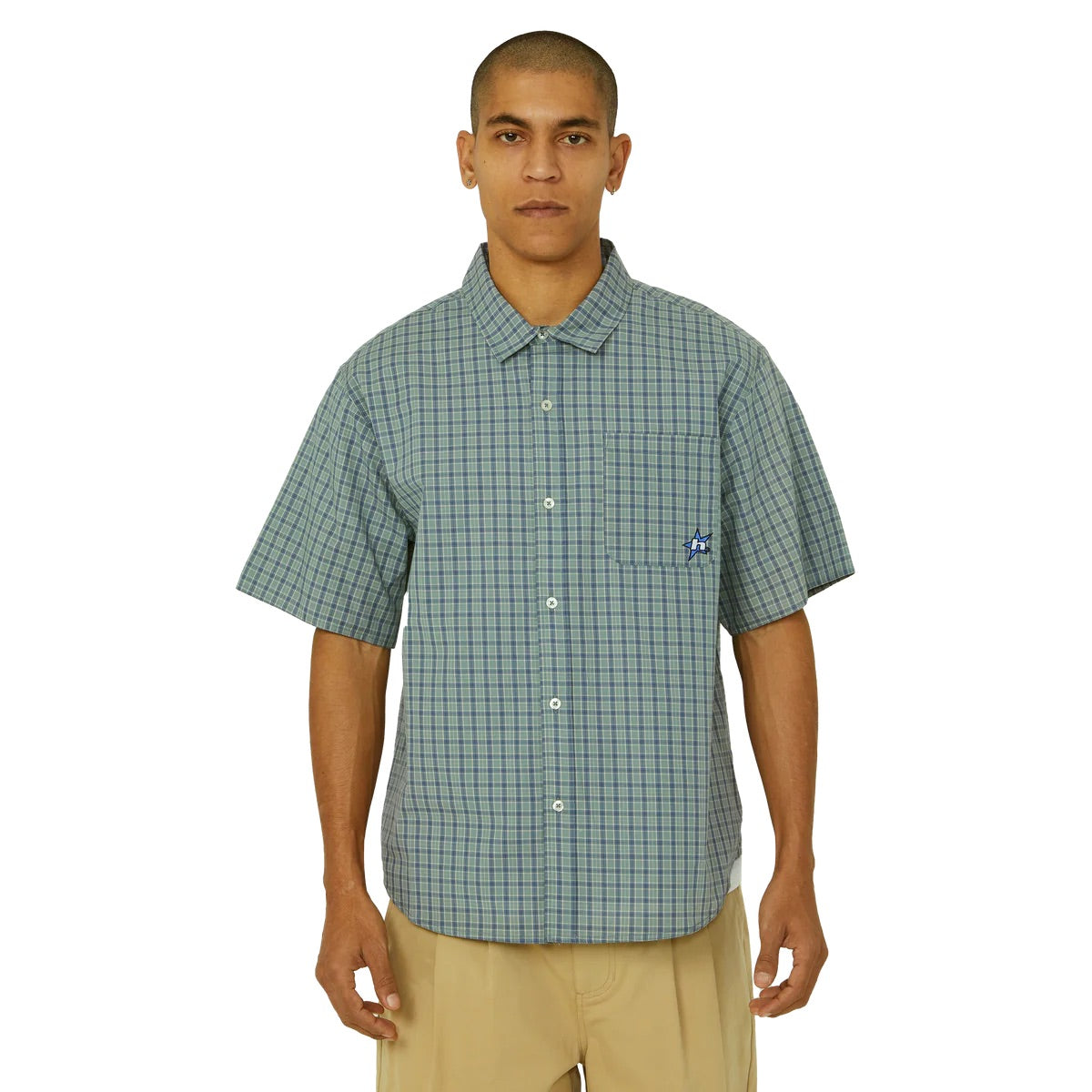 H Star SS Plaid Shirt - Marine