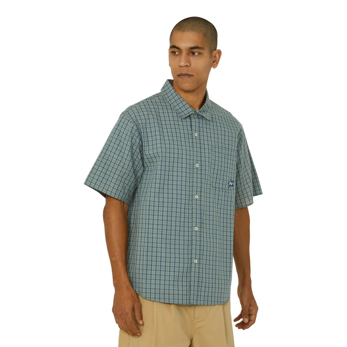 H Star SS Plaid Shirt - Marine