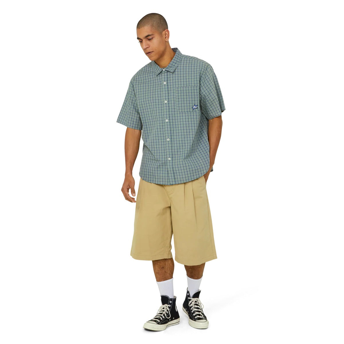 H Star SS Plaid Shirt - Marine