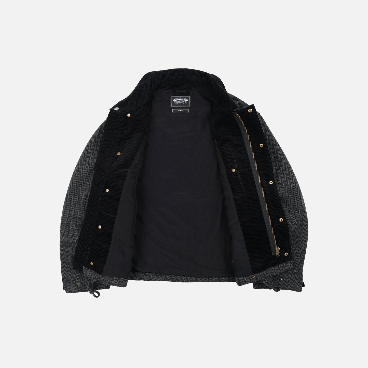 Herringbone Wool Hunting Jacket - Gray Black