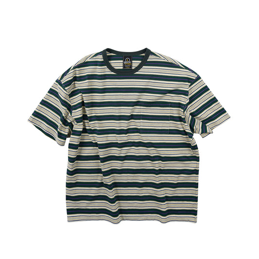 Horizon Stripe Half Tee - Dark Green