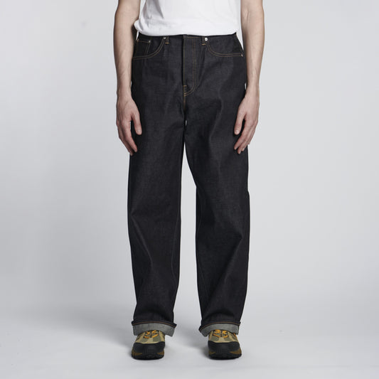 Wide Pant, 13,5oz Kaihara Dark Pure Indigo Rainbow Selvage Denim - Blue unwashed