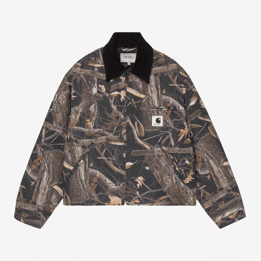 Women's OG Detroit Jacket - Camo Feather Tree, Black / Black Heavy stone wash