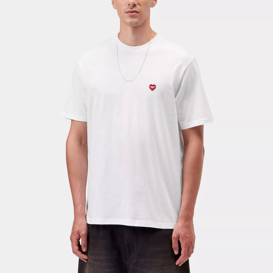 S/S Small Heart T-Shirt - White / Red