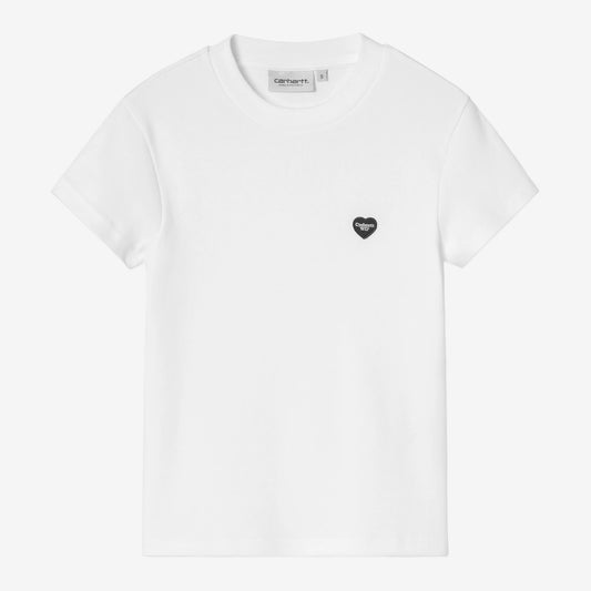 W' S/S Small Heart Patch T-Shirt - White / Black