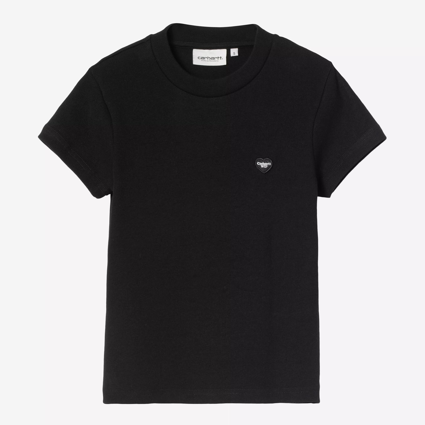 Women's S/S Small Heart Patch T-Shirt - Black