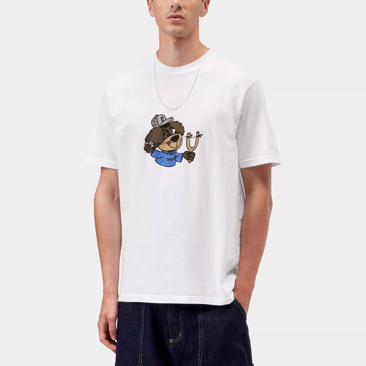 S/S Slingshot T-Shirt - White (Heavy Enzyme Wash)