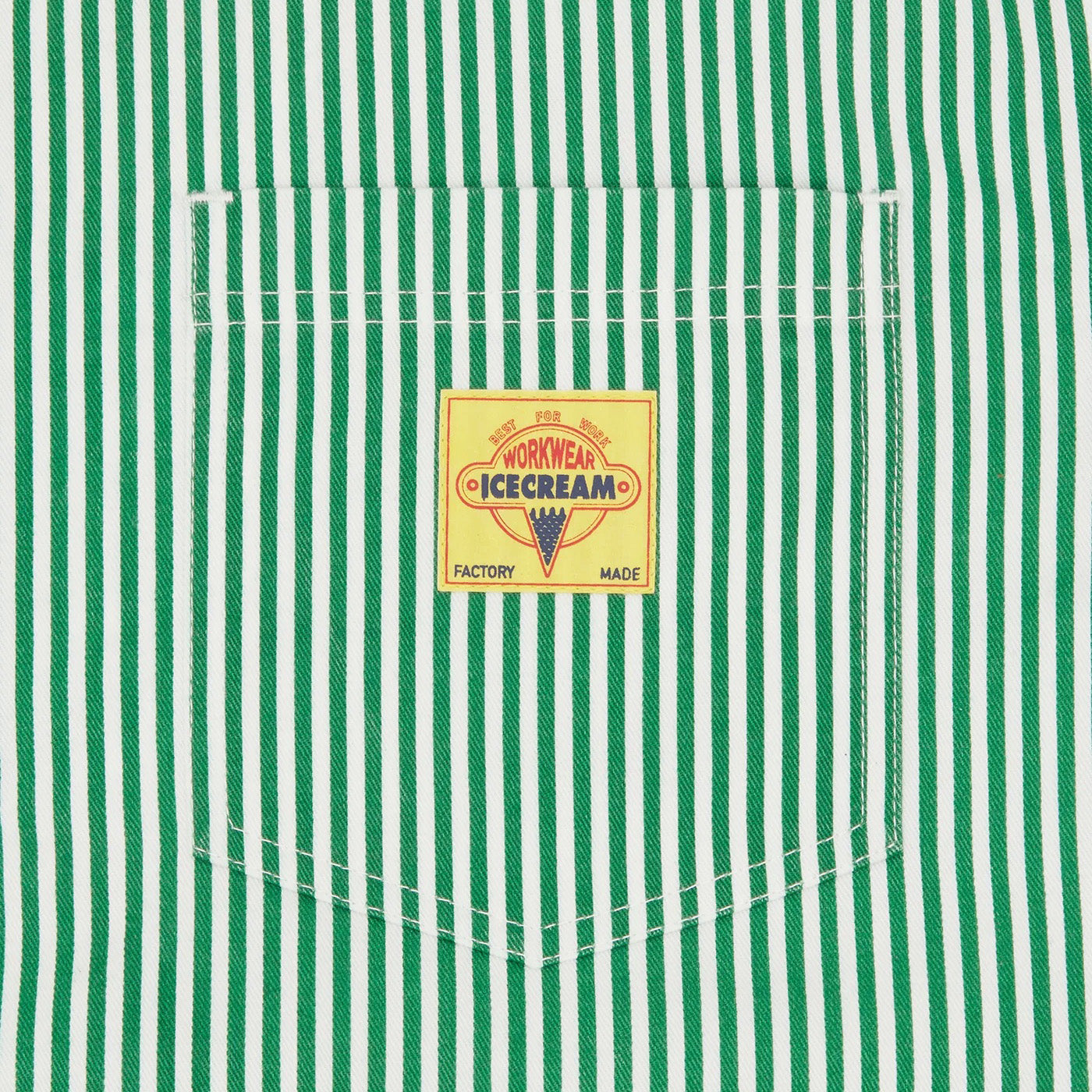 IC Services Quarter Zip Work Shirt - Green / White Stripe