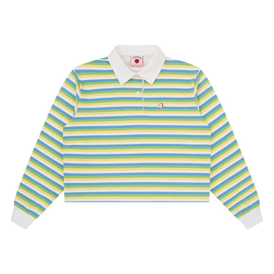 Womens Popsicle Striped Cropped Rugby Shirt - Multi