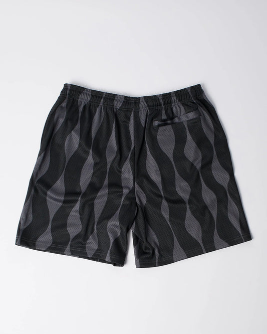Waved Mesh Shorts - Black