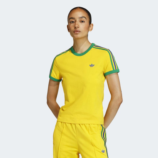 W' 3 Stripes Slim T-Shirt - Eqt Yellow / Green / Collegiate Royal Blue