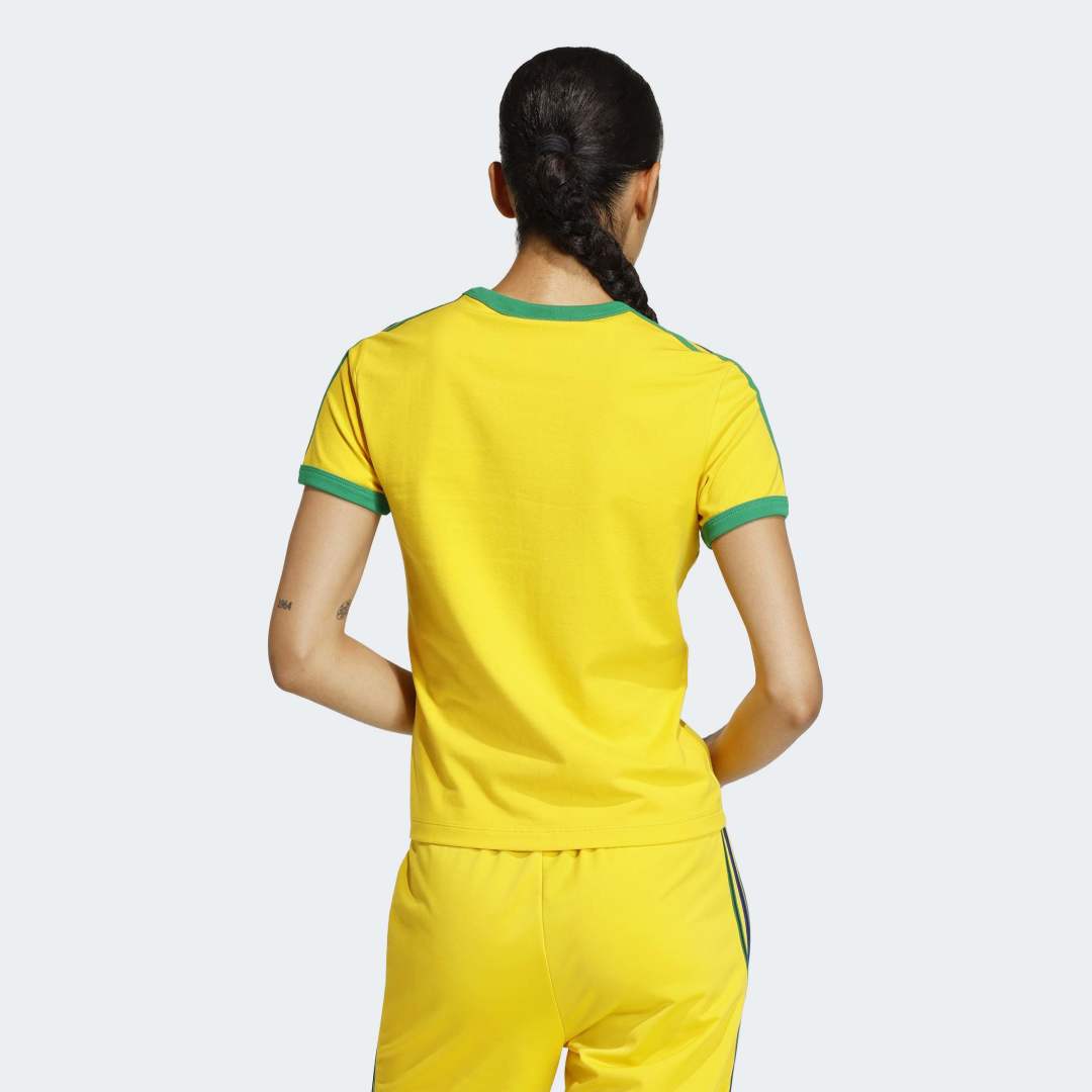W' 3 Stripes Slim T-Shirt - Eqt Yellow / Green / Collegiate Royal Blue