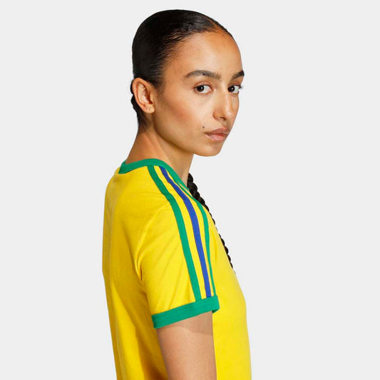 W' 3 Stripes Slim T-Shirt - Eqt Yellow / Green / Collegiate Royal Blue