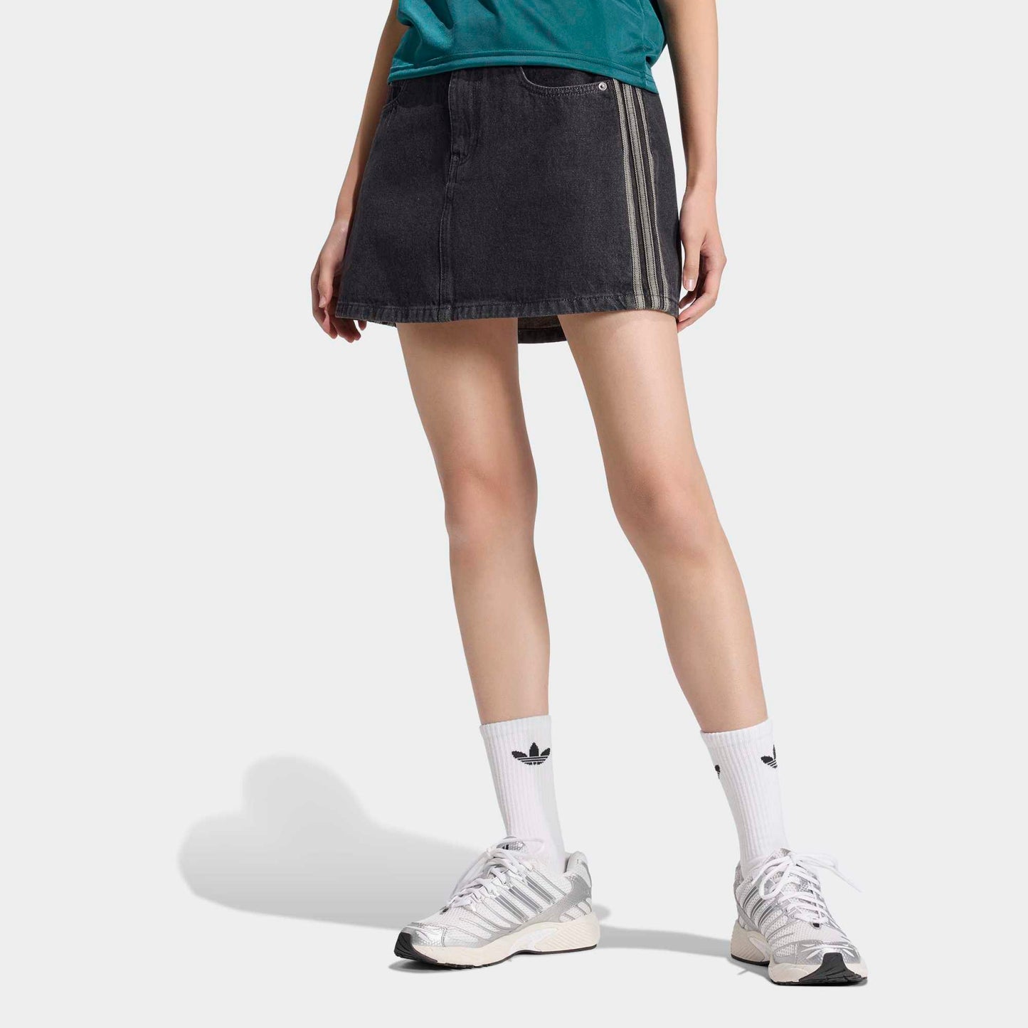 3 Stripes Denim Skirt - True Black