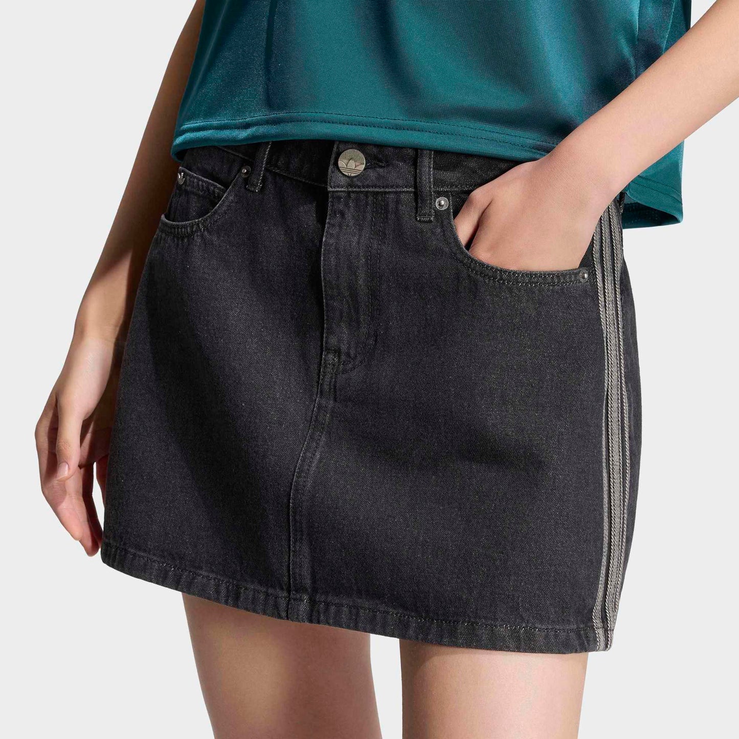 3 Stripes Denim Skirt - True Black
