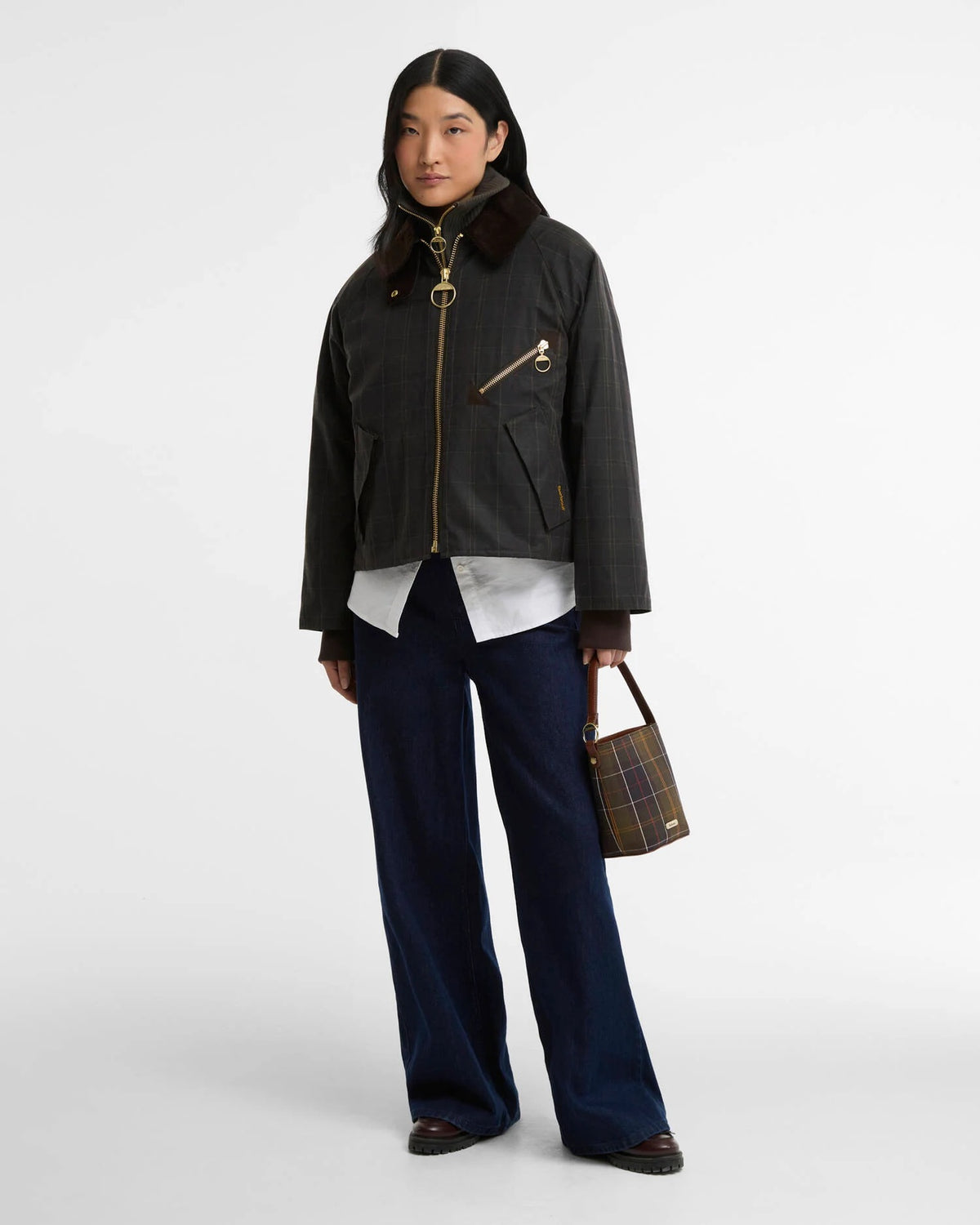 Women's Arlene Checked Waxed Jacket - Classic/Shadow Classic