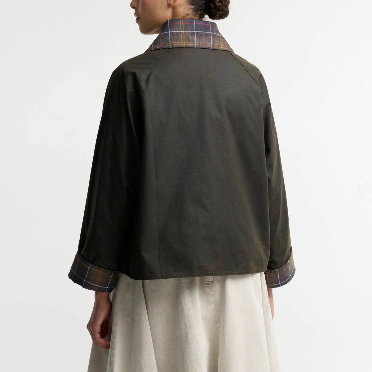 Women’s Icons Tartan Collar Spey Waxed Jacket - Olive/Classic