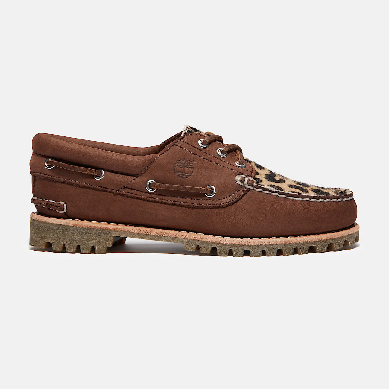 W' Authentic 3-Eye Lug Boat Shoe - Leopard / Medium Brown Nubuck