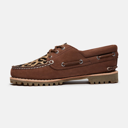 W' Authentic 3-Eye Lug Boat Shoe - Leopard / Medium Brown Nubuck