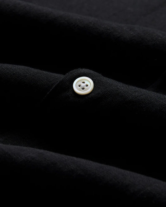 Linen Camp Collar Shirt - Black