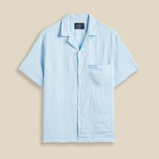 Linen Camp Collar Shirt - Sky