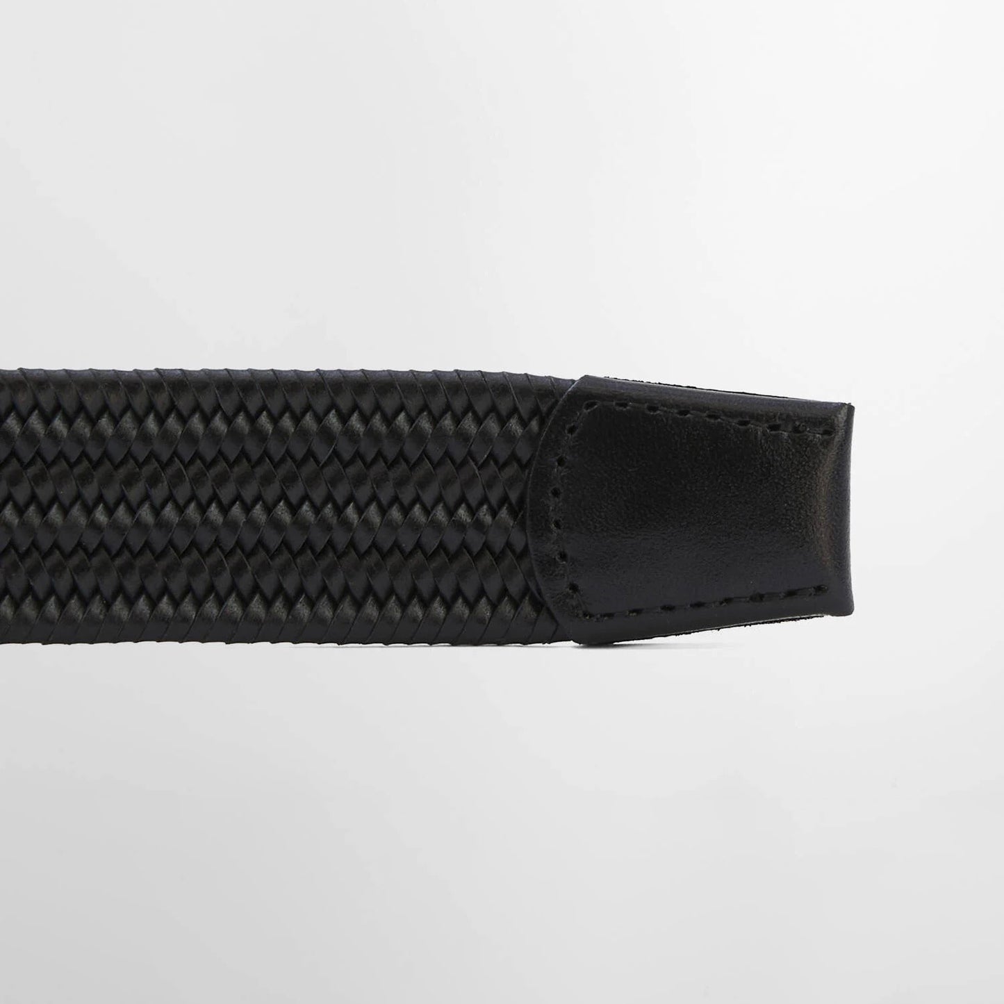 Stretch Leather Belt - Black