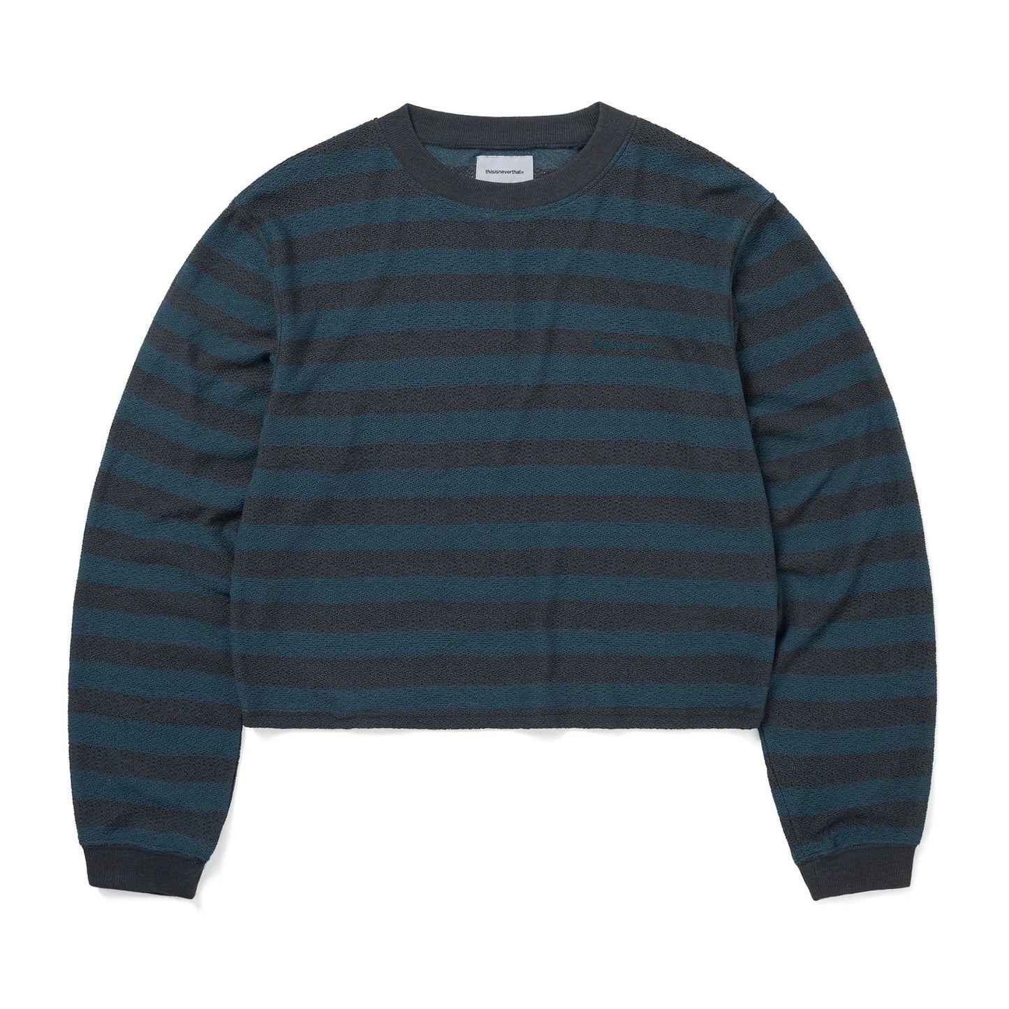Women's Mesh Striped W Crewneck - Dark Brown