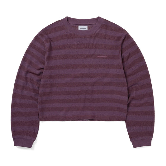 Women's Mesh Striped W Crewneck - Dried Rose