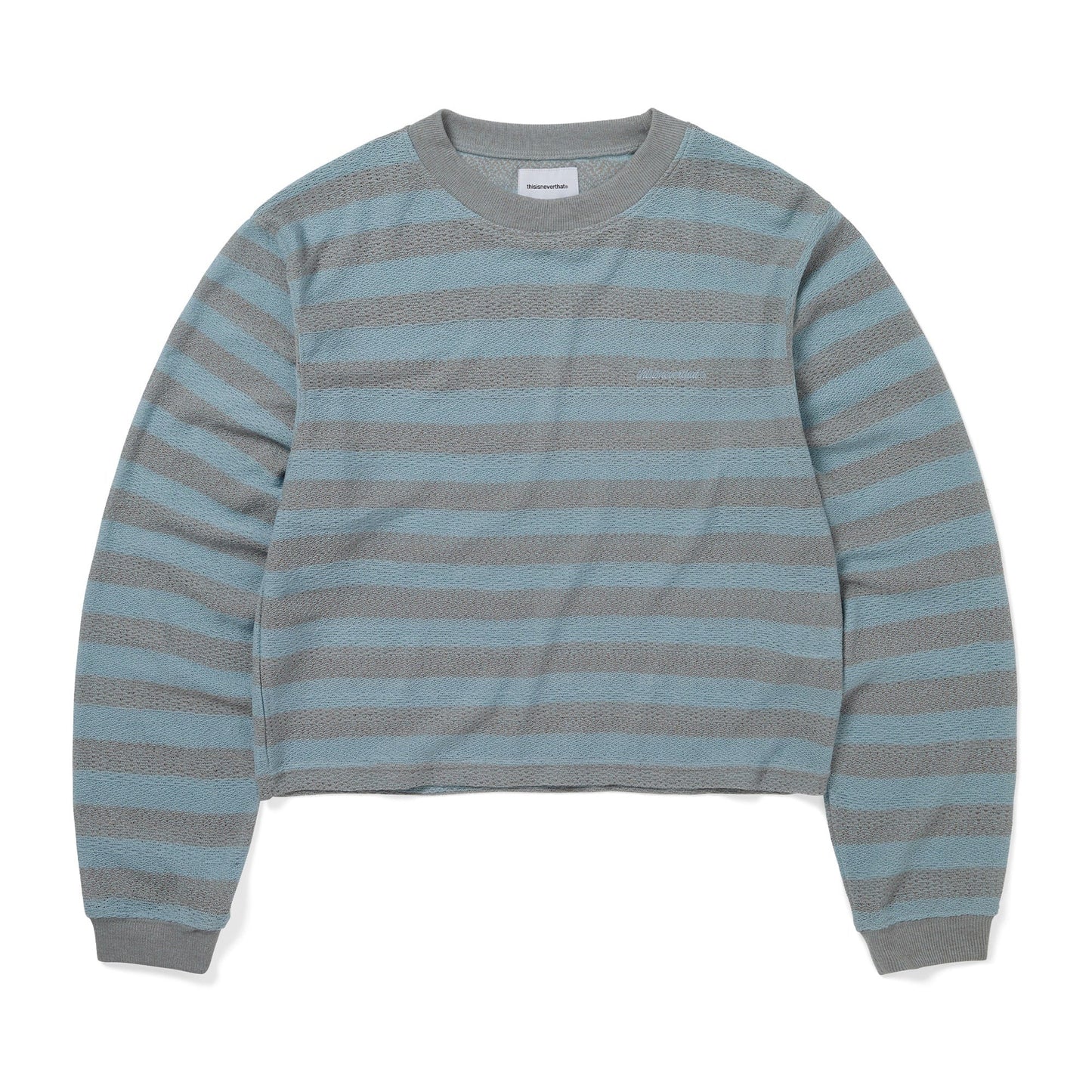 Women's Mesh Striped W Crewneck - Sky Blue