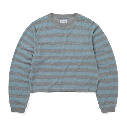 Women's Mesh Striped W Crewneck - Sky Blue