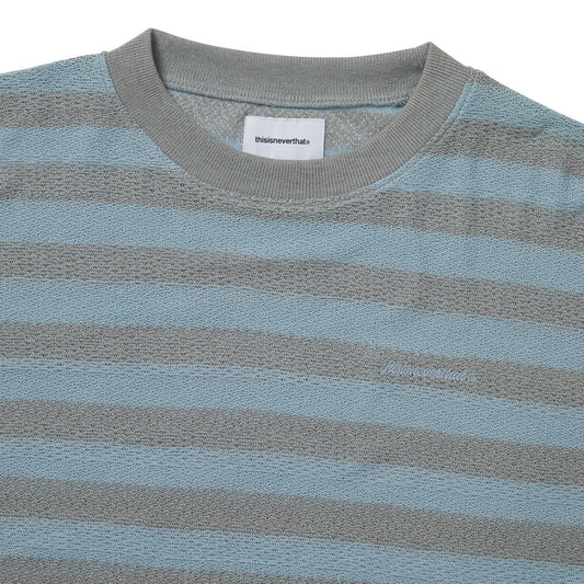 Women's Mesh Striped W Crewneck - Sky Blue