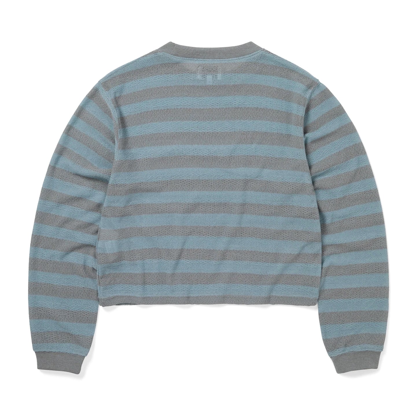 Women's Mesh Striped W Crewneck - Sky Blue