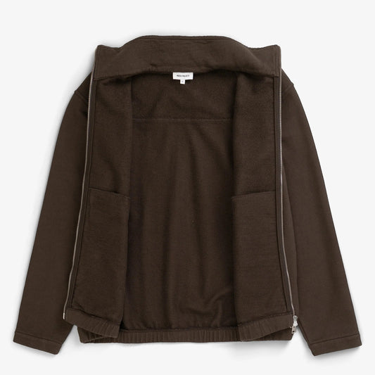 Hornidal Relaxed Organic Loopback Track Jacket - Delicioso Brown