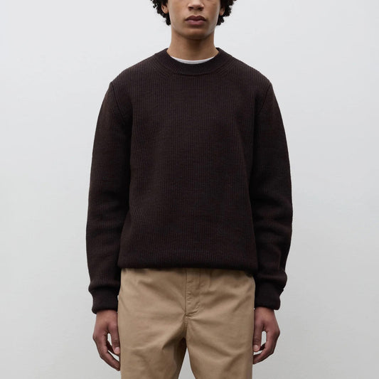 Henning Cotton Wool Rib Sweater - Darkest Purple