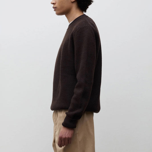 Henning Cotton Wool Rib Sweater - Darkest Purple