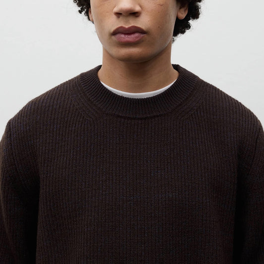 Henning Cotton Wool Rib Sweater - Darkest Purple