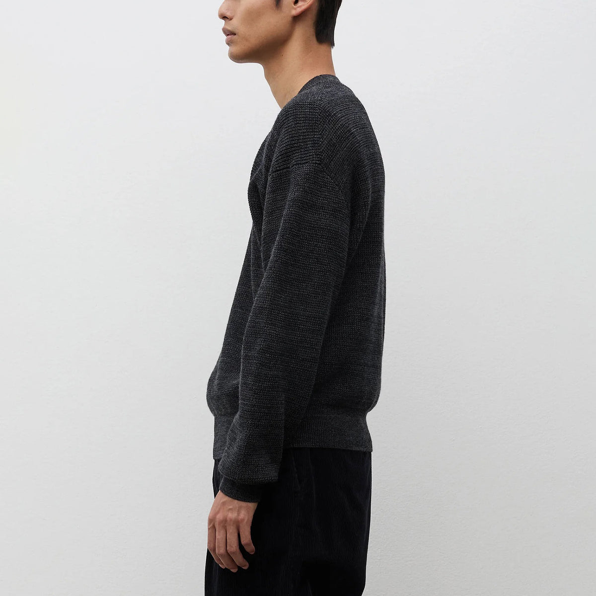 Hirtshals Tech Merino Waffle Crewneck - Charcoal Melange