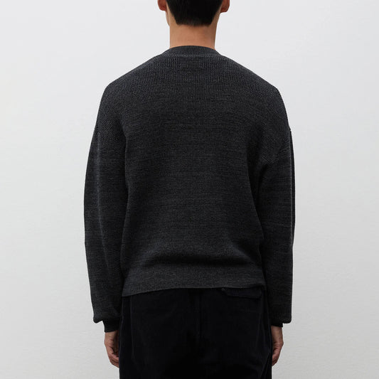 Hirtshals Tech Merino Waffle Crewneck - Charcoal Melange