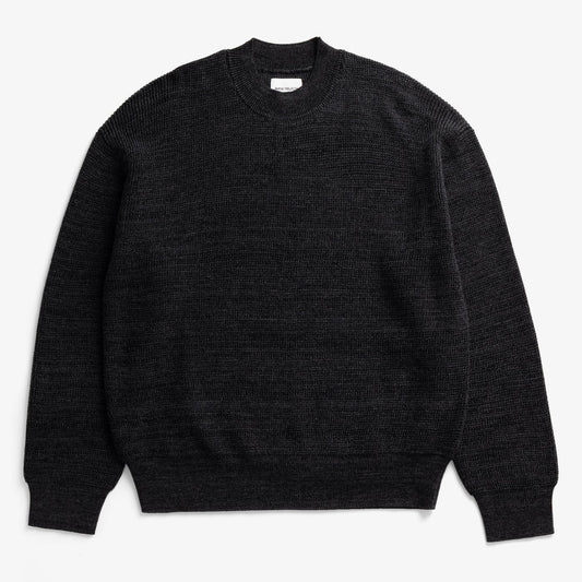 Hirtshals Tech Merino Waffle Crewneck - Charcoal Melange